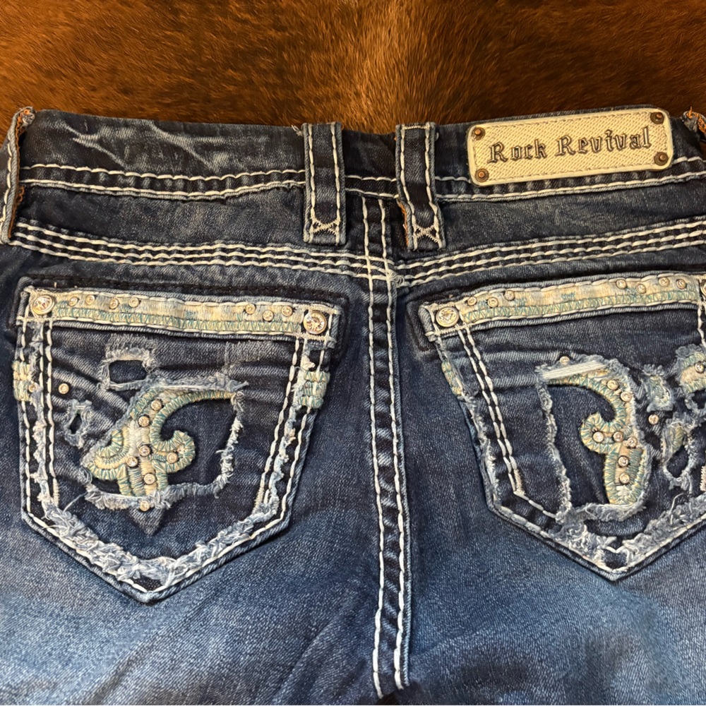 Rock Revival Dark Blue Embellished Denim